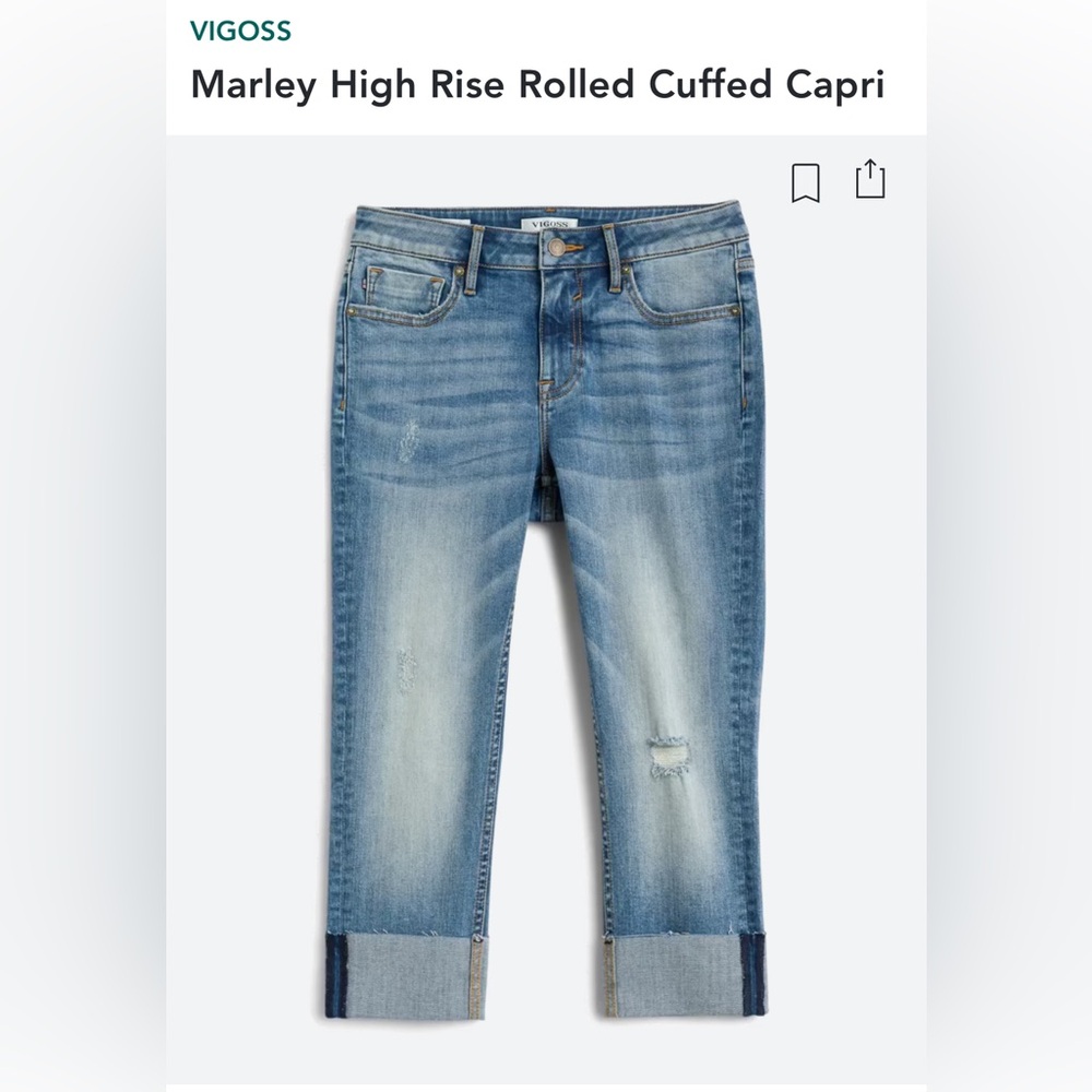 Vigoss High Rise Cuffed Capri Jeans